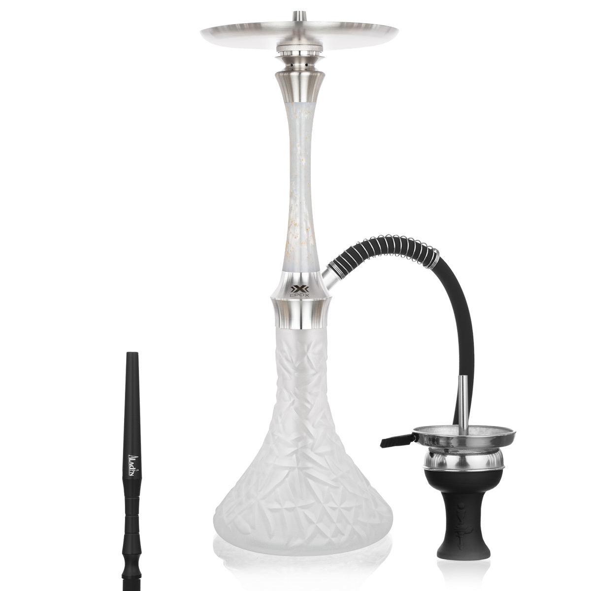 Aladin EPOX 580 White and Silver Premium Shisha Pipe 58cm