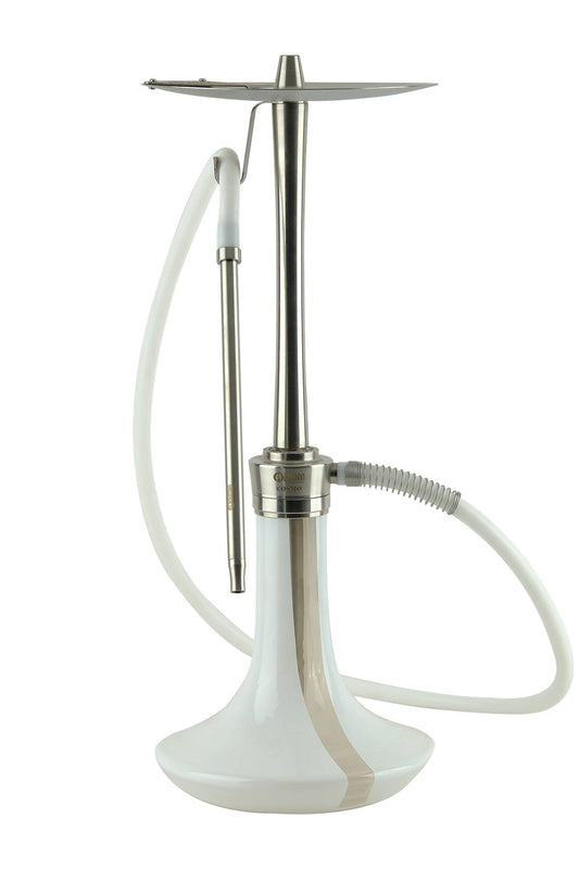 Oduman Cosmo Shisha Pipe 60cm - White Glass Silver Body