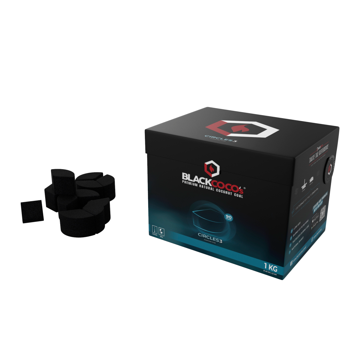 Black Coco Coconut Charcoal Circles3 1kg - The Shisha Shop