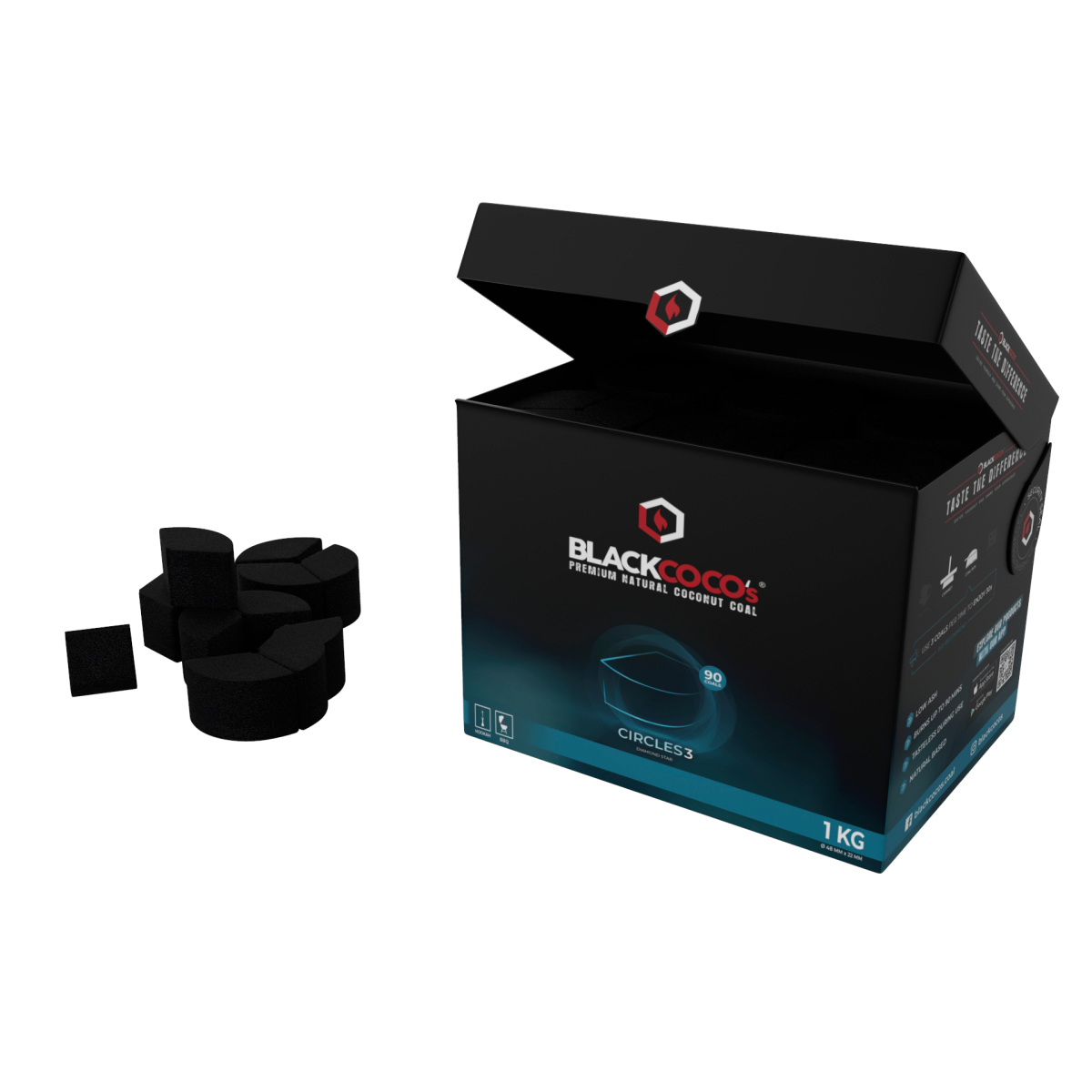 Black Coco Coconut Charcoal Circles3 1kg - The Shisha Shop
