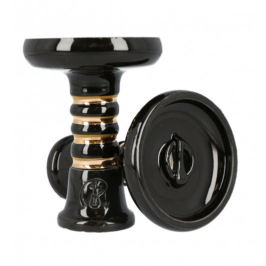 HC Cascade Funnel Black Gold Ceramic Shisha Bowl - The Shisha Shop