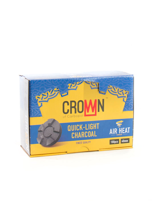 Crown 40mm Charcoal 1 Box 10 Roll 100 Discs - The Shisha Shop