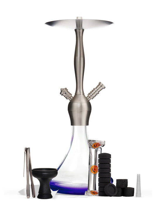 Alux Captain Shiny Blue Complete Shisha Pipe Package