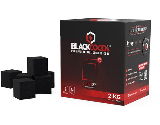 Black Cocos 27+ Coconut Charcoal 27.5mm 2Kg - The Shisha Shop