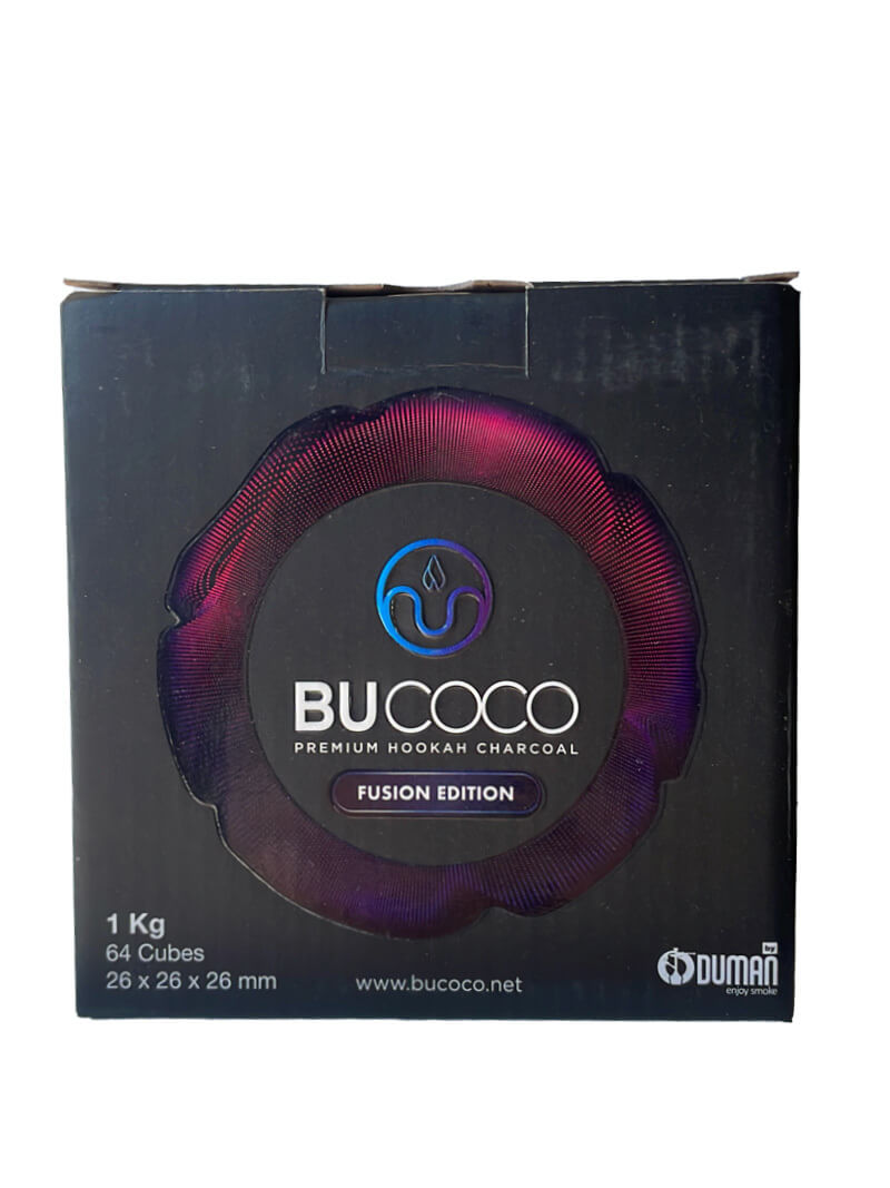 Box of BUCOCO Premium Hookah Charcoal Fusion Edition on a white background