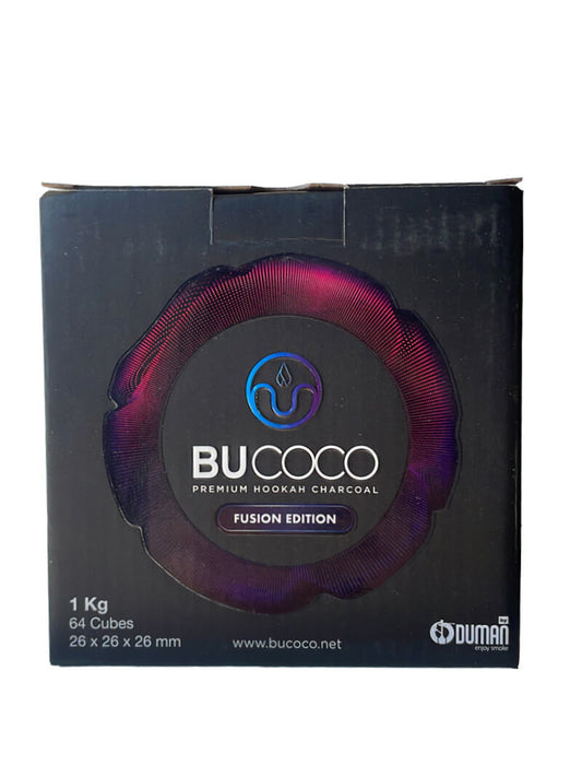 Box of BUCOCO Premium Hookah Charcoal Fusion Edition on a white background