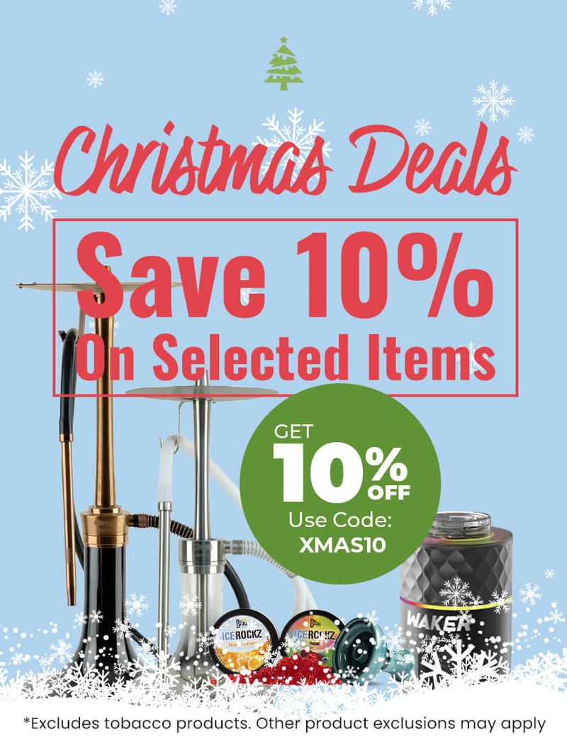 Promotional flyer for Christmas Deals with discounts on selected items, featuring outdoor equipment and a snowflake design.