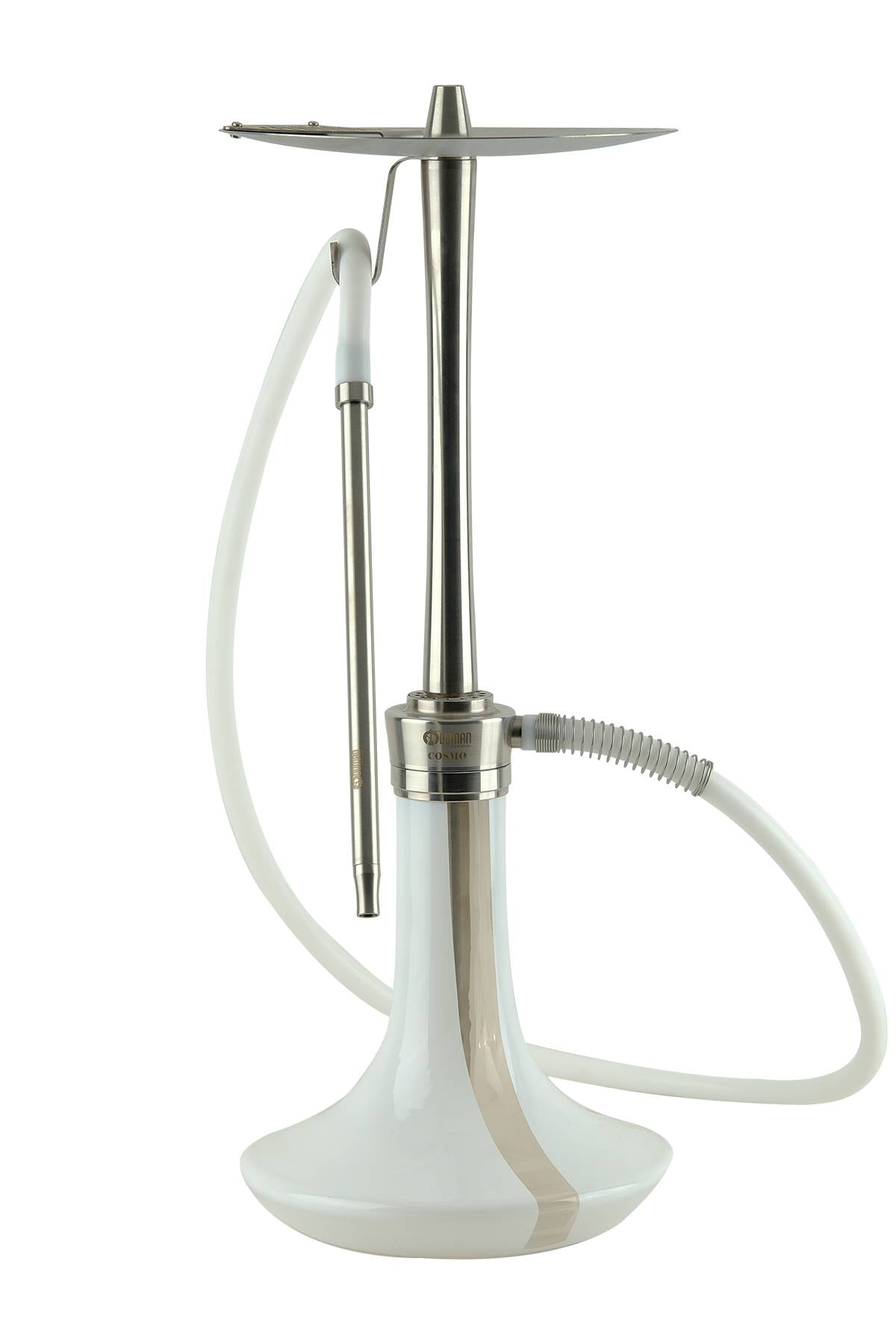 Oduman Cosmo Shisha Pipe 60cm - White Glass Silver Body