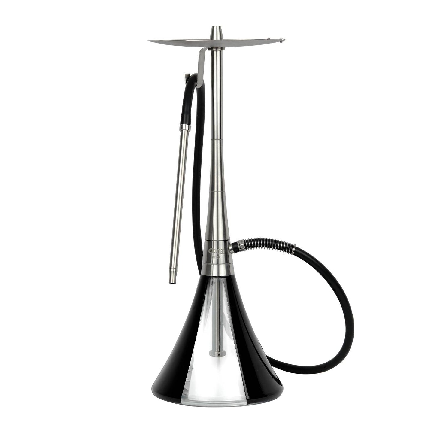 Oduman Orion Shisha Pipe 60cm - Silver Body with Black Glass Base
