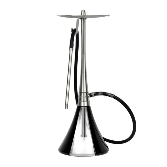 Oduman Orion Shisha Pipe 60cm - Silver Body with Black Glass Base