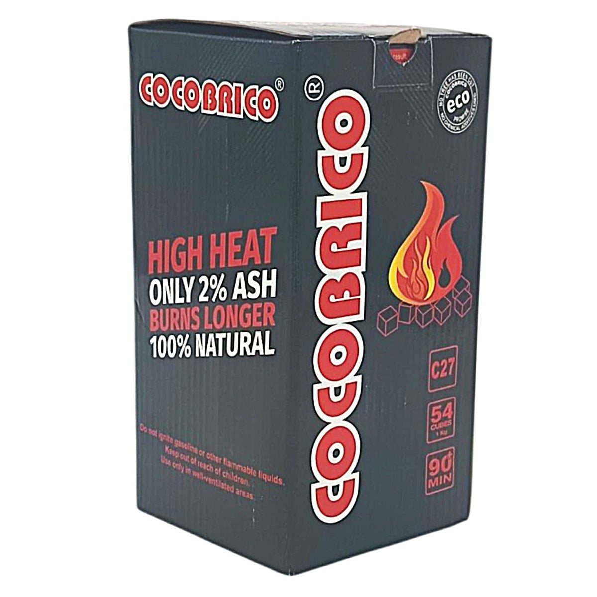 Cocobrico C27 27mm coconut-shell charcoal 1kg - pack detail