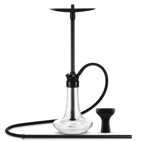 MS Magma Titan Black shisha pipe with tinted glass base