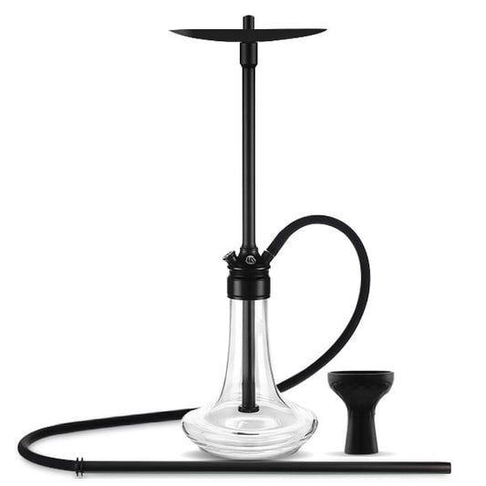 MS Magma Titan Black shisha pipe with tinted glass base
