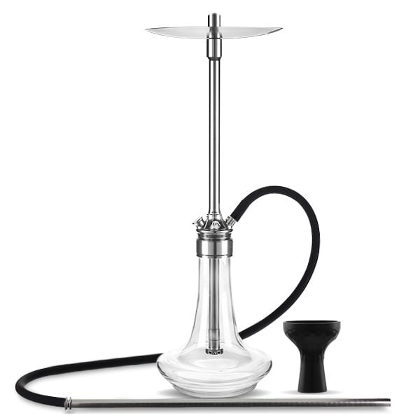MS Magma Titan Silver shisha pipe with glass base