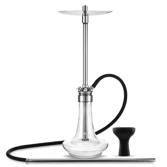MS Magma Titan Silver shisha pipe with glass base