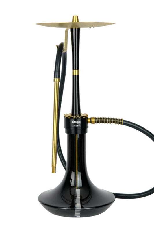 Oduman Artemis Gold black glass shisha pipe