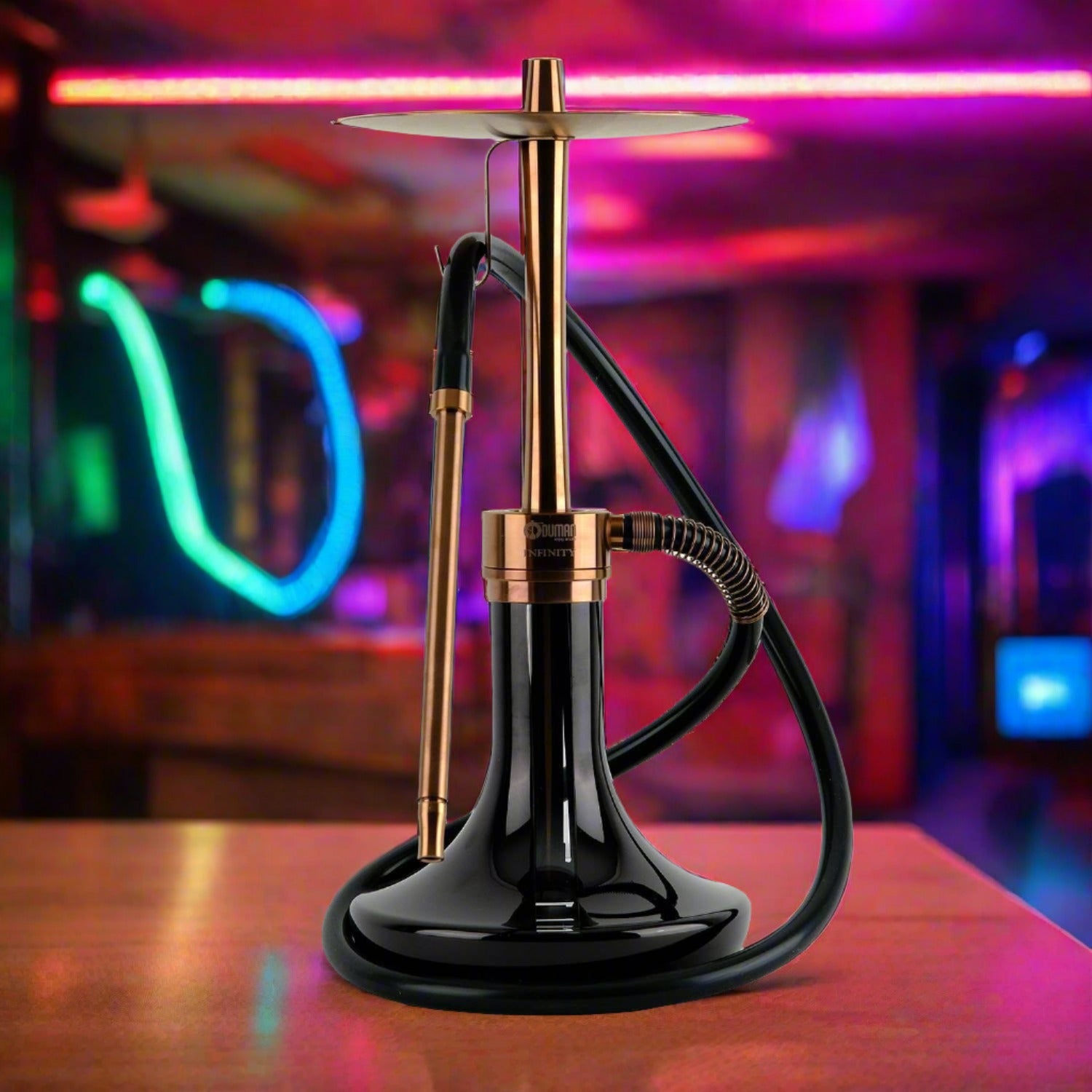 Oduman Infinity Shisha Pipe 45cm - Black Glass Bronze Body - The Shisha Shop