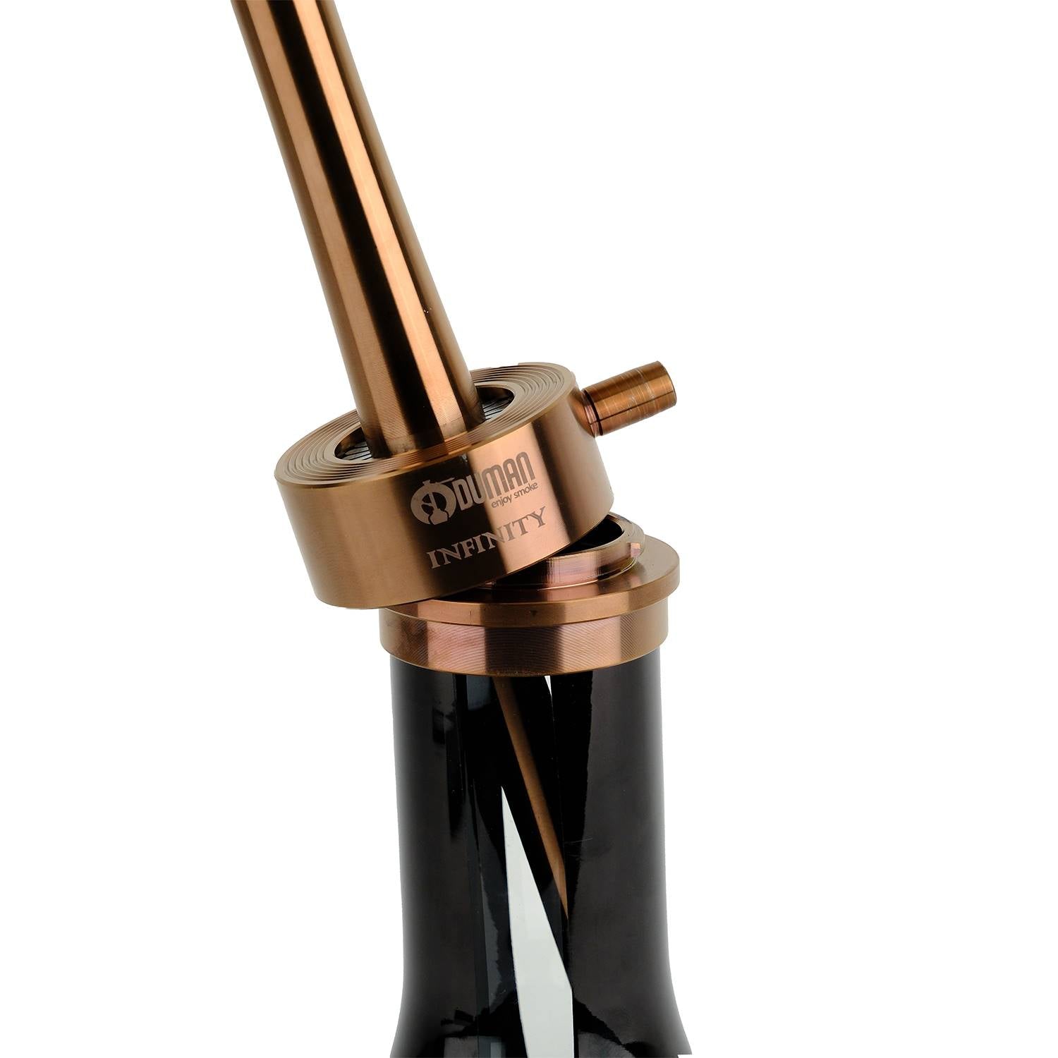 Oduman Infinity Shisha Pipe 45cm - Black Glass Bronze Body - The Shisha Shop