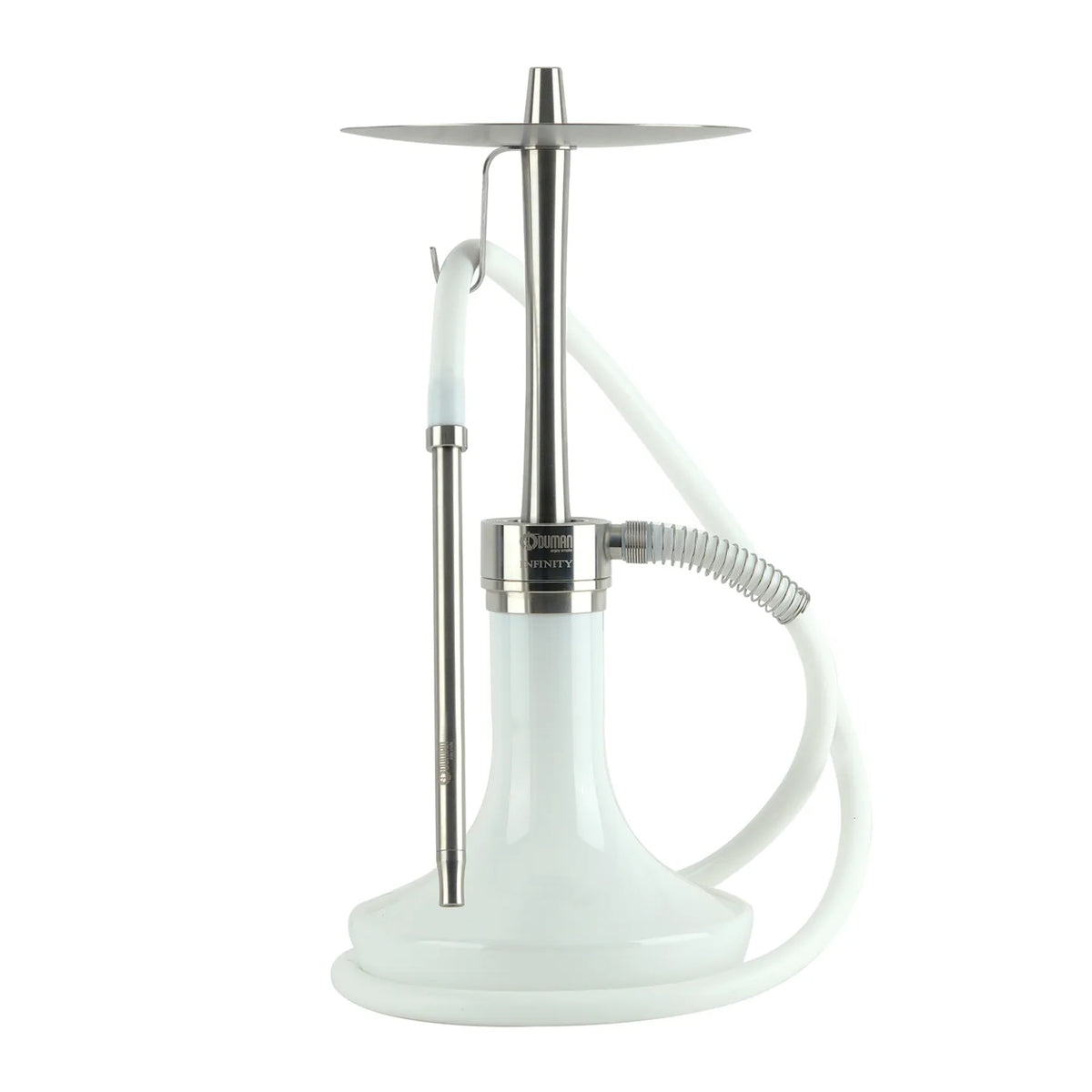 Oduman Infinity white glass silver body shisha pipe - main view