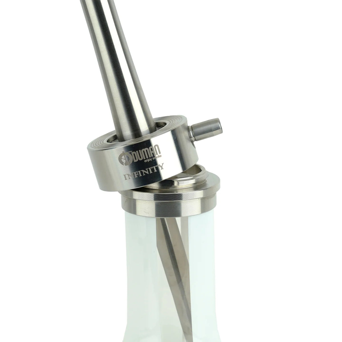 Oduman Infinity white glass silver body shisha pipe - detail view