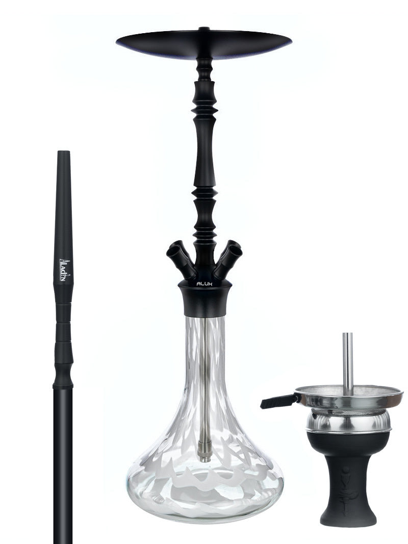 Aladin Alux M4.1 Black Shisha Pipe 62cm - White - The Shisha Shop