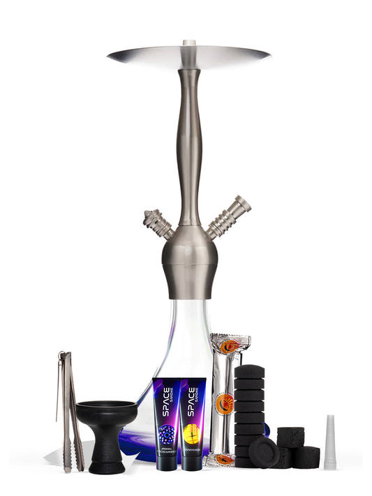 Alux Captain Shiny Blue Complete Shisha Pipe Package - The Shisha Shop