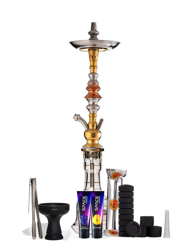 KM Khalil Mamoon Tri-Metal Pro Edition Complete Shisha Pipe Package