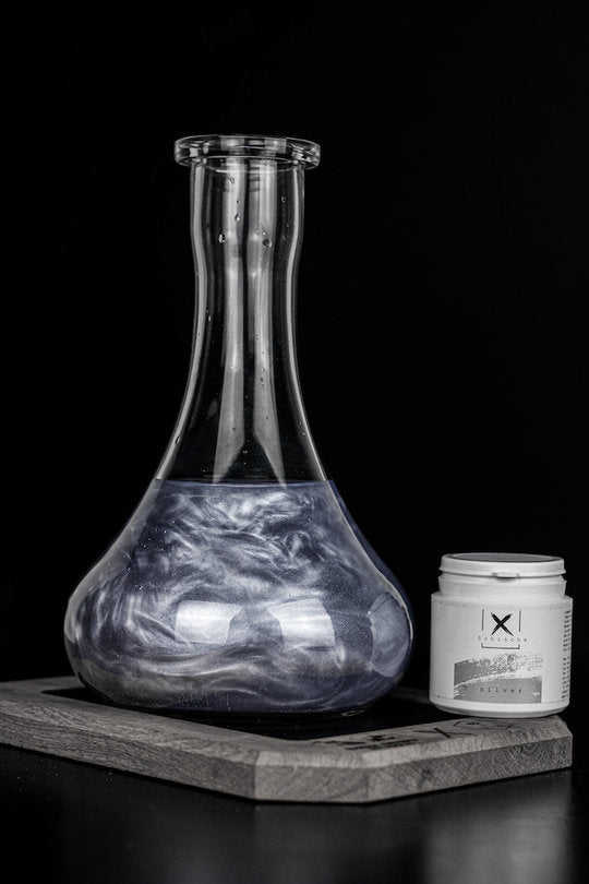 Xschischa Sparkle Powder Metallic Shisha Water Colour - 50g - Various Colours - Silver - The Shisha Shop