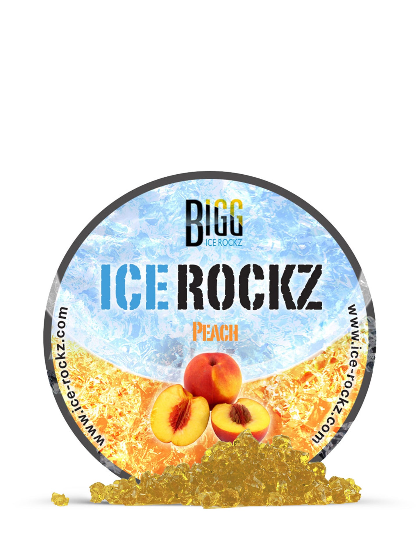 Peach Shisha Flavour BIGG Ice Rockz Tobacco Free 120g - The Shisha Shop