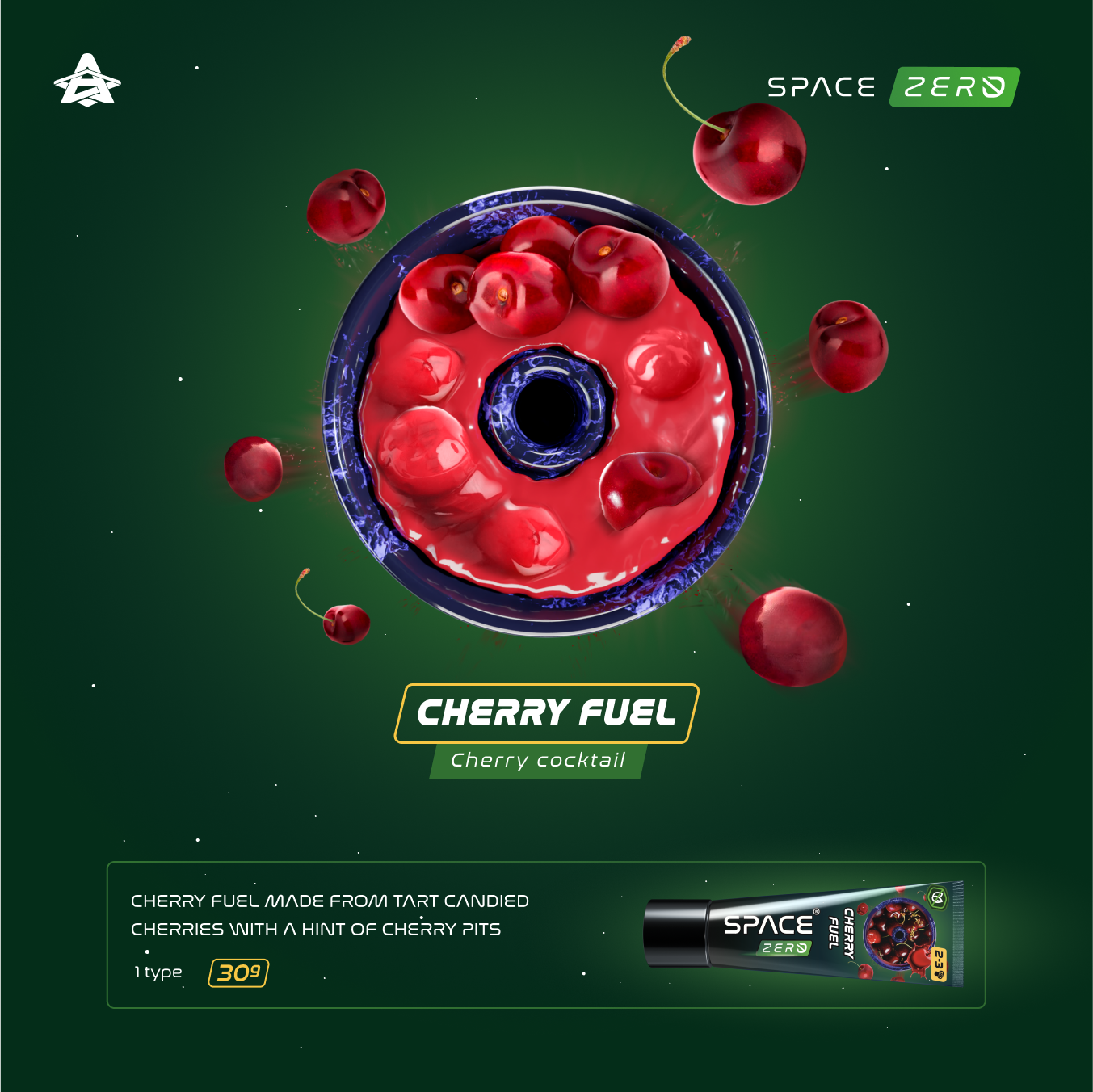 Space Smoke ZERO Cherry Fuel (Cherry Cocktail) Nicotine Free Hookah Paste 30g