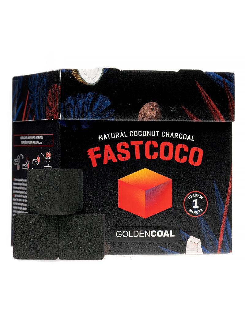 FastCoco Quick-lite Premium Natural Coconut Charcoal Cubes 1Kg - 80 Pieces