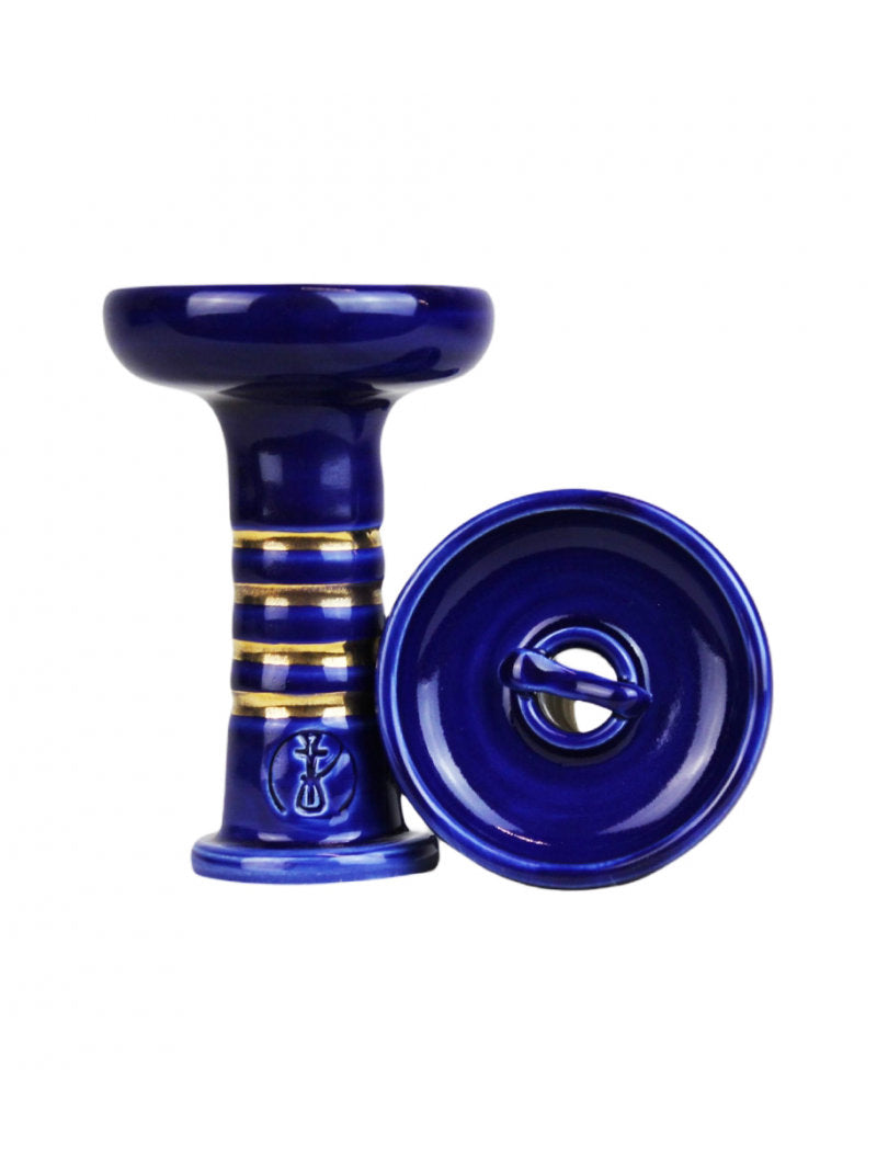 HC Cascade Funnel Blue Gold Ceramic Shisha Bowl - The Shisha Shop
