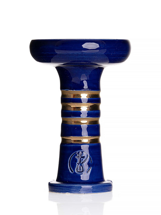 HC Cascade Funnel Blue Gold Ceramic Shisha Bowl - The Shisha Shop