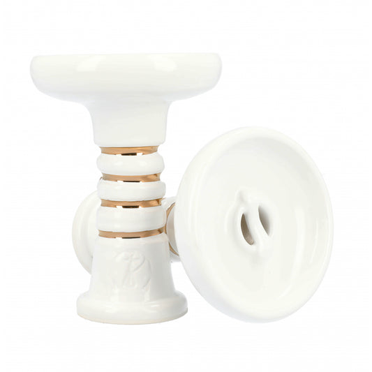 HC Cascade Funnel White Gold Ceramic Shisha Bowl - The Shisha Shop