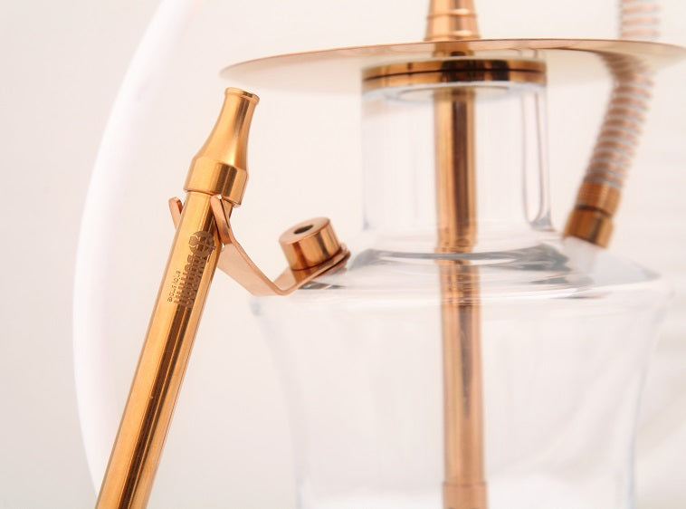Oduman N2 Gold Clear Glass Shisha Pipe 35cm - The Shisha Shop
