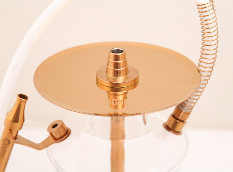 Oduman N2 Gold Clear Glass Shisha Pipe 35cm - The Shisha Shop