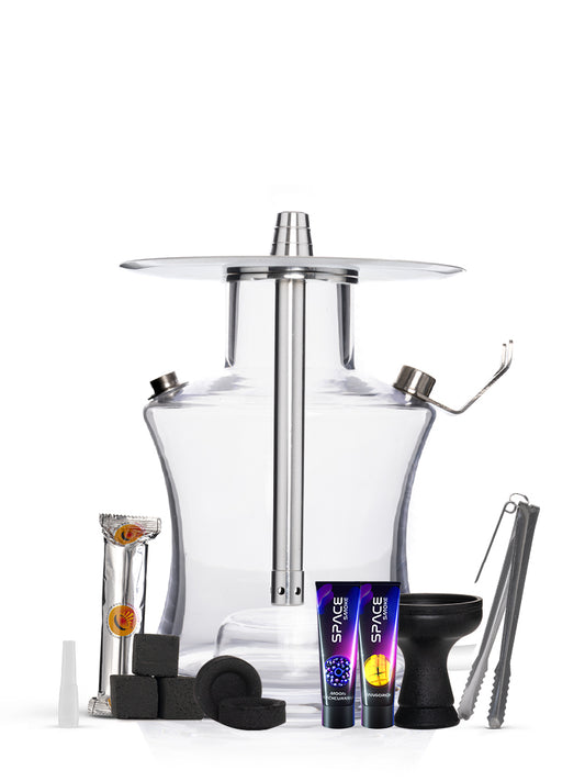 Oduman N2 Clear Complete Shisha Pipe Package with Space Smoke