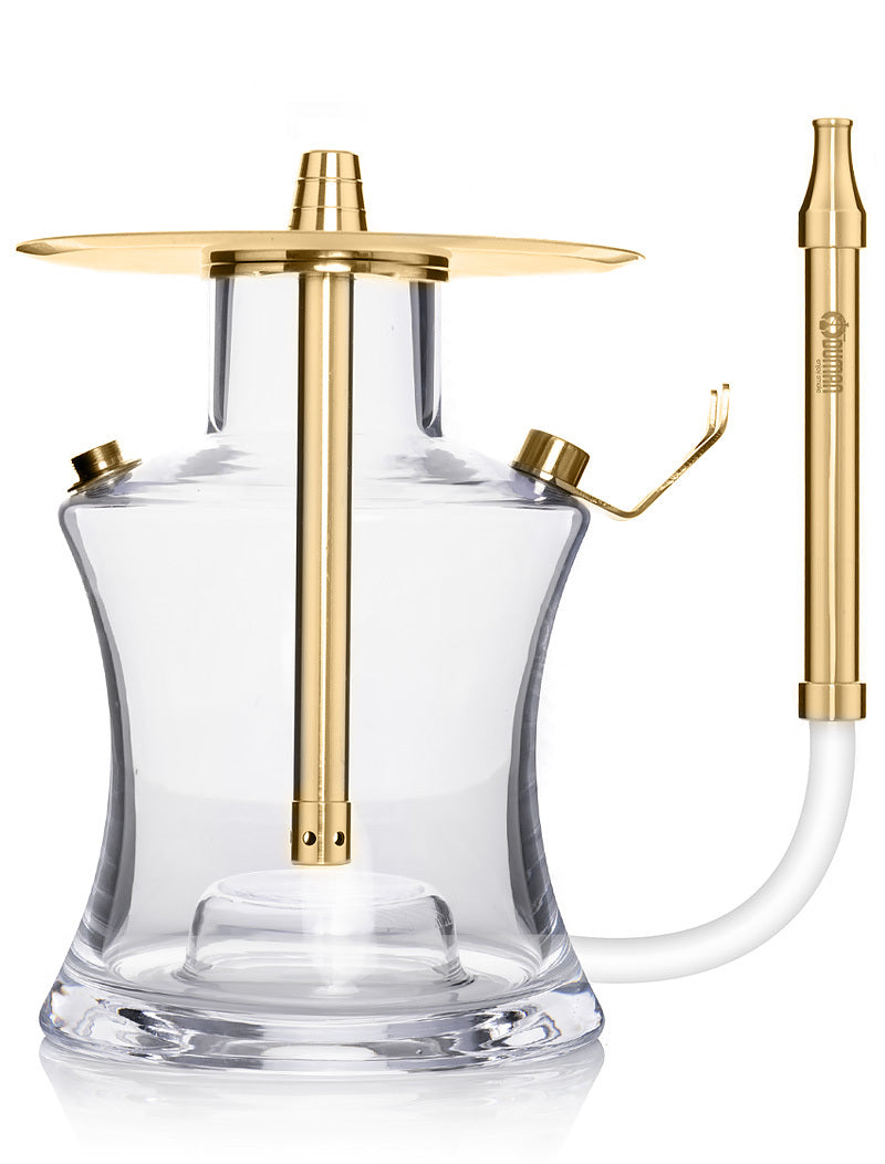 Oduman N2 Gold Clear Glass Shisha Pipe 35cm - The Shisha Shop