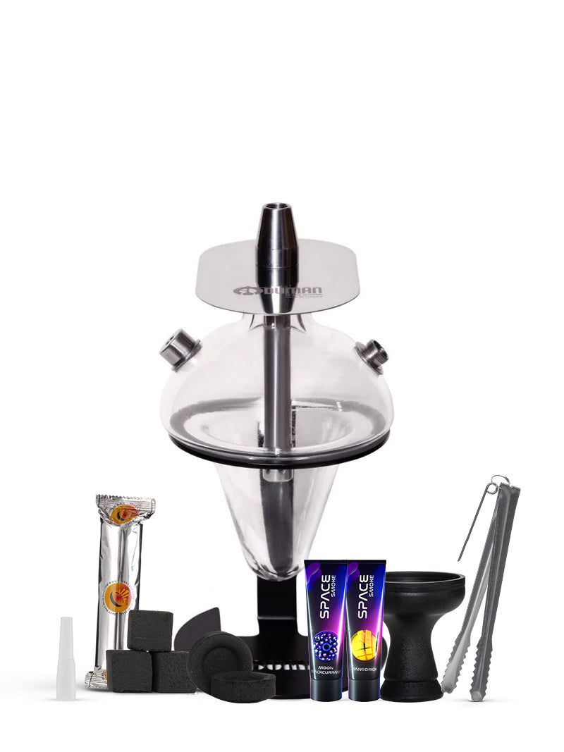 Oduman N5-Z Junior Clear Complete Shisha Pipe Package with Space Smoke
