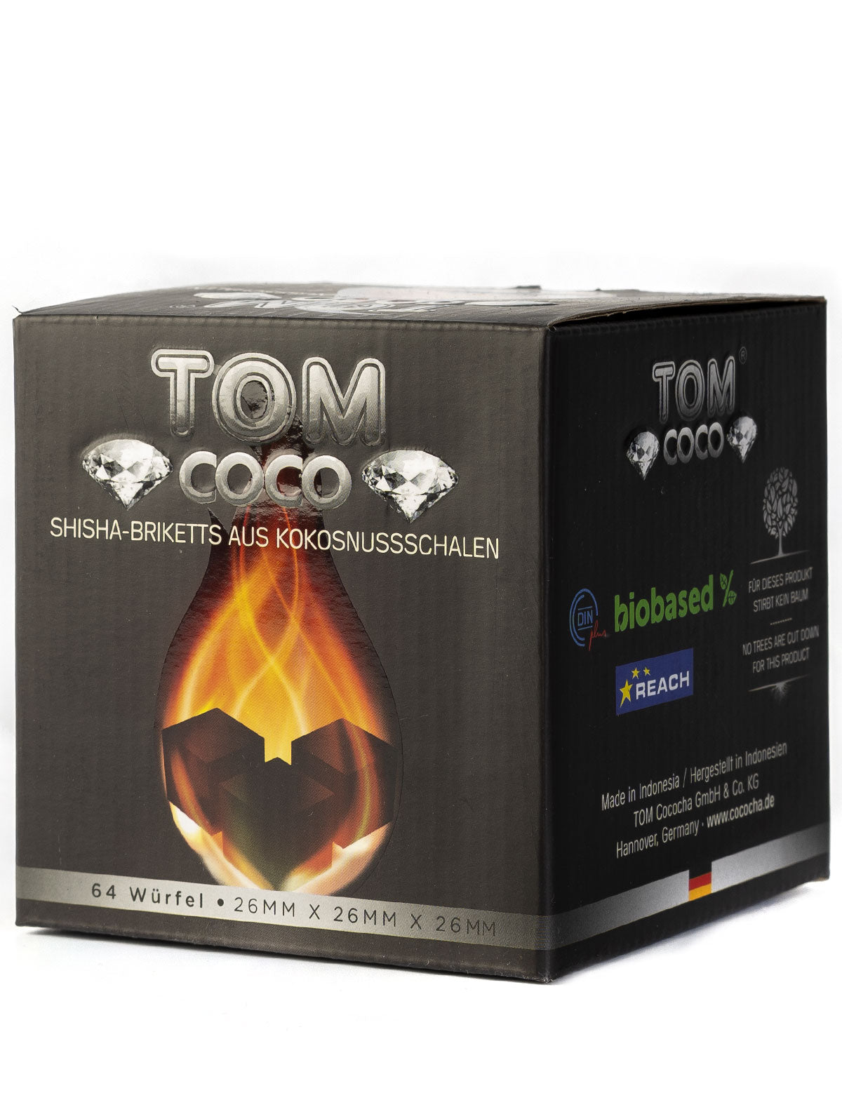 TOM Cococha Diamond Premium 1KG - 100% Highest Quality Coconut Natural Charcoal - 64 Pieces